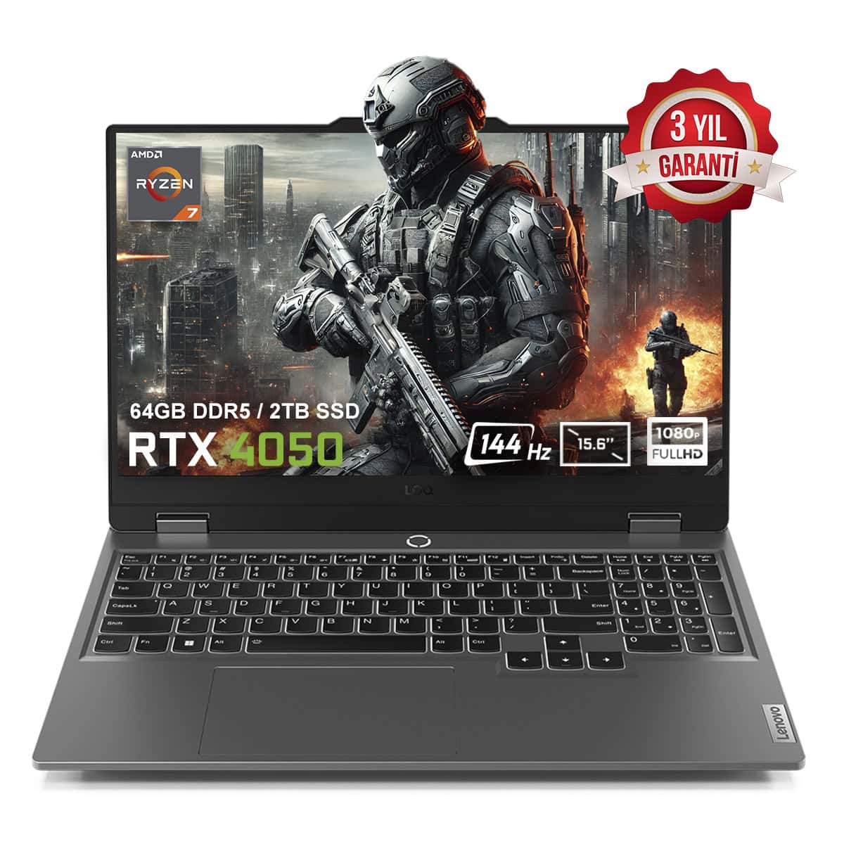 Lenovo Loq 15arp9 83jc00fhtrv7 Amd Ryzen 7 7435hs 64gb Ddr5 2tb Ssd Rtx4050 6gb 105w 15.6 Inç 144hz Full Hd Freedos Gaming Laptop 1