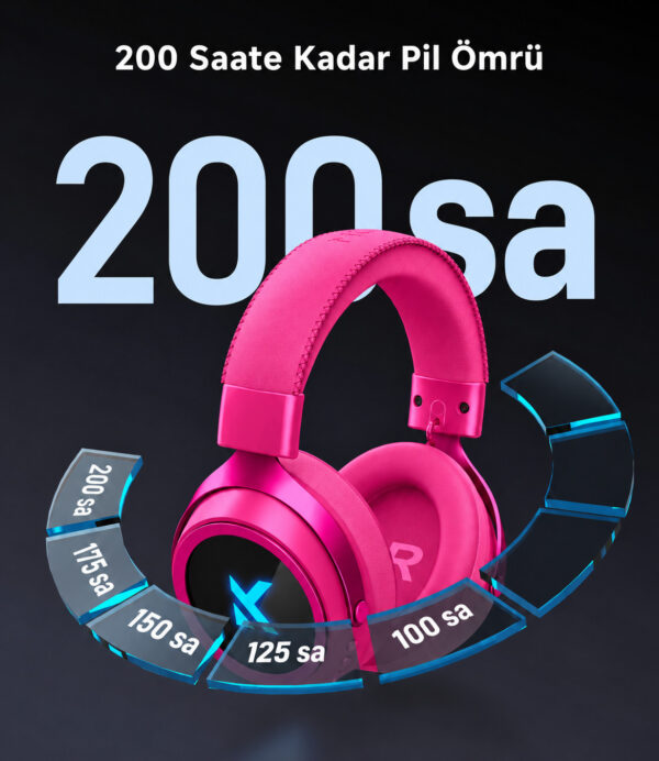 Mchose X9 Rose Red 7.1 Surround Kablosuz Gaming Kulaklık (hw X9 3) 5