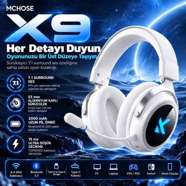 Mchose X9 Beyaz Her Detayı Duyun