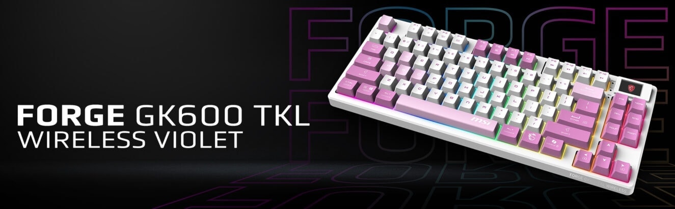 MSI FORGE GK600 TKL WIRELESS VIOLET Gaming Klavye H1