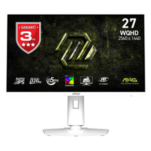 Yüksek çözünürlüklü MSI oyun monitörü, 27 inç WQHD 2560x1440 ekran, 320Hz yenileme hızı ve 0.5ms tepki süresi ile profesyonel ve oyun performansı optimize edilmiştir.