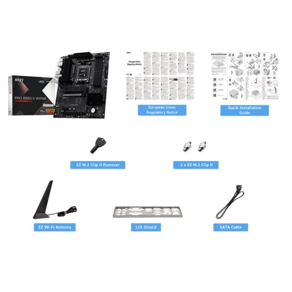 Msi Pro B850 S Wifi6e 8200mhz (oc) Ddr5 Soket Am5 M.2 Hdmi Dp Atx Anakart 7