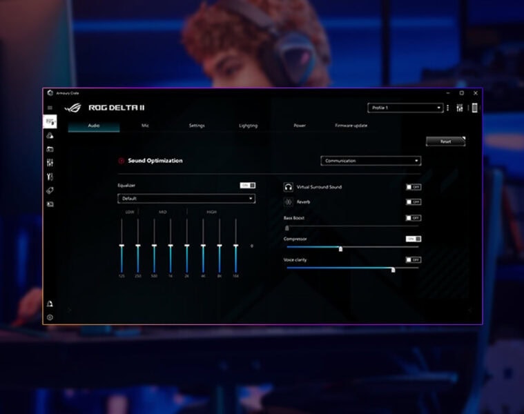 1. armut Delta II ses ayarları ekranı, yüksek kaliteli oyun ses optimizasyonu ve gelişmiş ses kontrolleri içerir.