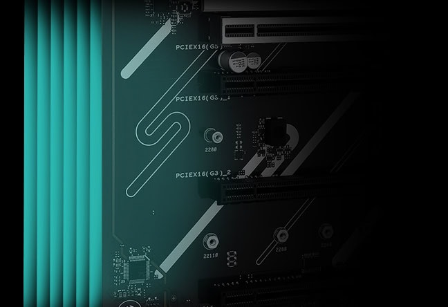 B650E MAX GAMING WIFI Yonga platası detayları ve PCB devreleri yüksek kaliteli ve detaylı şekilde görüntülenmiş, bilgisayar donanımı ve oyun bilgisayarları için teknik görsel anlamında önemli.