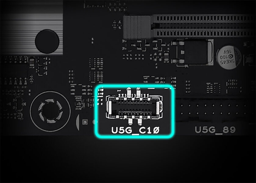 PRIME B850M-A-CSM U5G_C10 yonga seti üzerinde yakın çekim detaylı görüntü, anakart ve teknolojik bileşenler, yüksek çözünürlüklü mikrofonlar ve bağlantı noktaları.