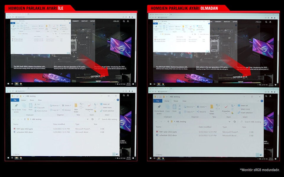 ROG Swift OLED PG32UCDMZ Gaming bilgisayar ve monitör ile donatılmış oyuncu odası, RGB aydınlatma ve oyun aksesuarlarıyla zenginleştirilmiş, yüksek performanslı gaming ekipmanları, kendi oyun alanınızı oluşturmanıza imkan sağlar.