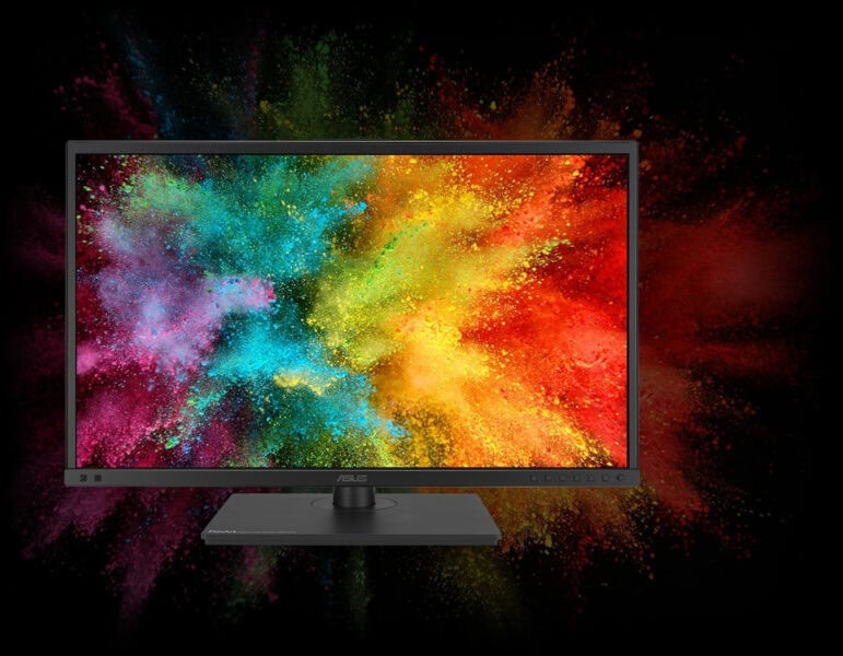 ProArt Display OLED PA27DCE-K Parlak renklerle dolu ekran ve bilgisayar monitörü, oyun ve grafik tasarım için yüksek çözünürlükli ASUS monitör, profesyonel ve eğlence amaçlı kullanım.