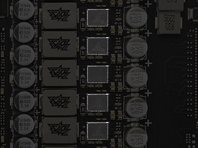 ROG Astral GeForce RTX™ 5090 32GB GDDR7 WHITE OC Edition Yonga seti üzerindeki devre elemanları, bilgisayar donanımı ve oyun bilgisayarlarıyla uyumlu yüksek kalite bileşenler, gelişmiş oyun performansı için ideal.