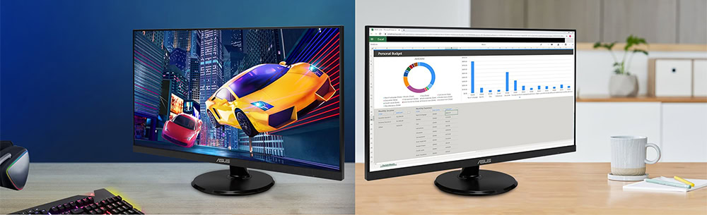 VA27DQFR Yüksek kaliteli ASUS 27 inç monitör, IPS ekran, 100Hz yenileme hızı, 1ms MPRT, DisplayPort, geniş görüş açıları ve net görüntü performansı sunar.