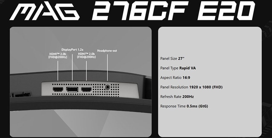 MSI MAG 276CF E20 Gaming Monitör H11