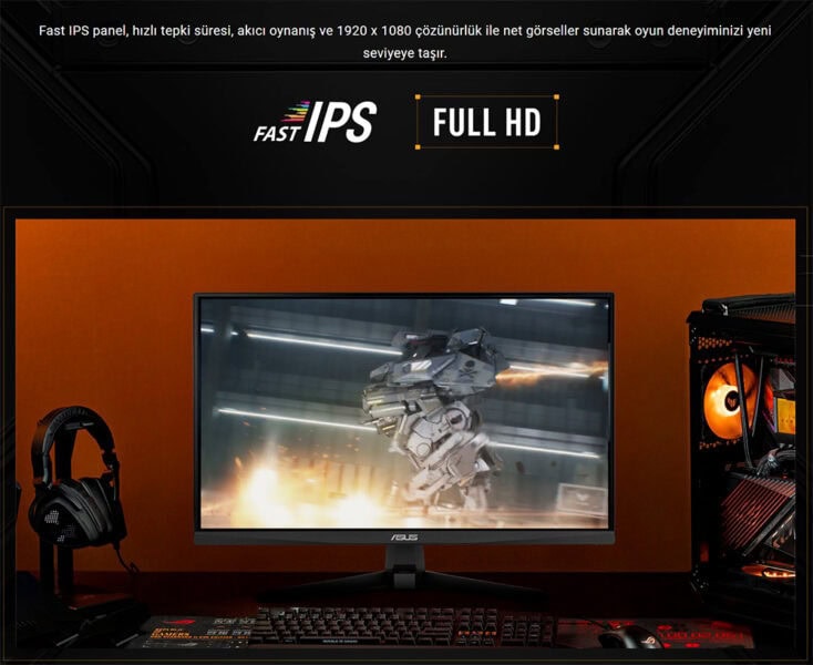 TUF Gaming VG249Q5A Yüksek kaliteli oyun monitörü, hızlı tepki süresi ve 1920x1080 çözünürlük ile en iyi oyun deneyimini sağlar.