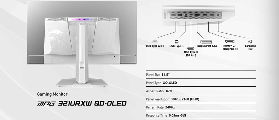 MSI MPG 321URXW QD-OLED Gaming Monitör H33