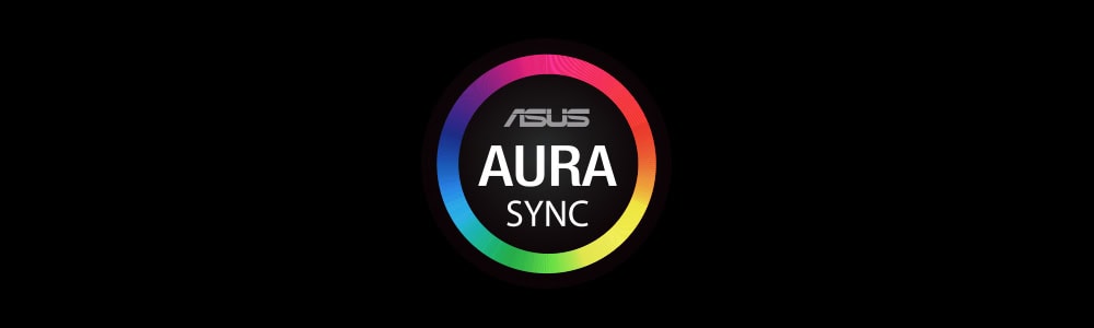 Renkli ASUS Aura Sync RGB LED aydınlatma logosu, oyun ve bilgisayar donanımı uyumu, RGB ışık efektleri ile dekorasyon ve özelleştirme, gaming cihazları ve PC tasarımı için ideal.