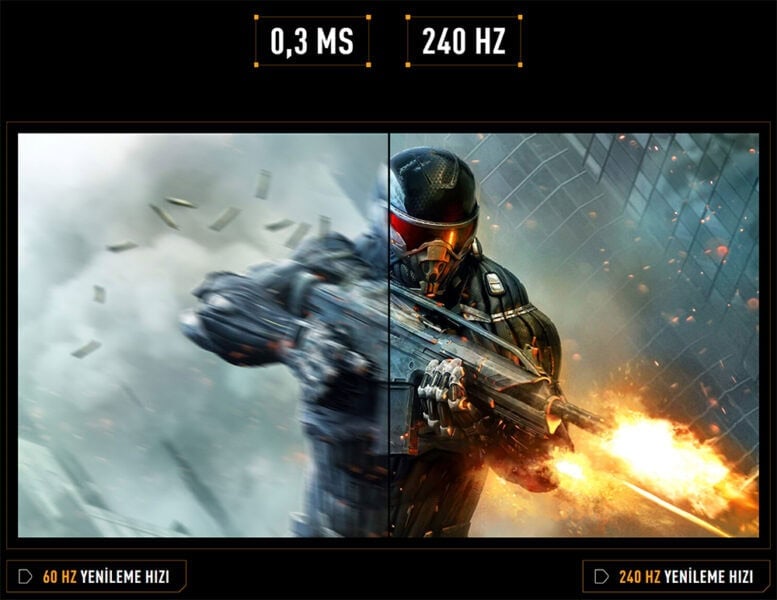 TUF Gaming VG259QM5A Yüksek çözünürlüklü ASUS TUF Gaming 24.5 inç monitör, hızlı 0.3ms tepki süresi ve 240Hz yenileme hızıyla üstün oyun deneyimi sağlar. NVIDIA G-SYNC ve IPS panel teknolojisi ile akıcı görüntü sunar.