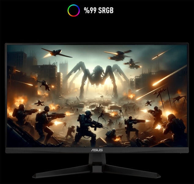 TUF Gaming VG249QM5A Yüksek çözünürlüklü ASUS TUF Gaming monitör, 23.8 inç, 240Hz yenileme hızı, IPS panel, 0.3ms tepki süresi ve NVIDIA G-SYNC desteği ile üstün oyun deneyimi sağlar.