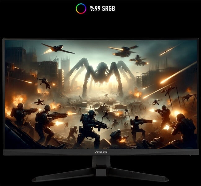 TUF Gaming VG259QMR5A Yüksek çözünürlüklü ASUS TUF Gaming monitör, 24.5 inç, 1080p Full HD, 165Hz yenileme hızı, IPS ekran, 0.3 ms tepki süresi ve NVIDIA G-SYNC desteği ile profesyonel ve oyun odaklı kullanıma uygun.