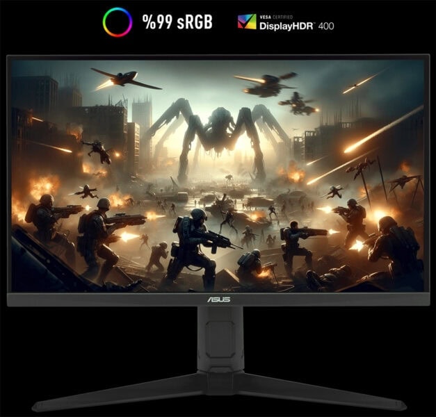 TUF Gaming VG259QMRL5A Şahin savaş oyunu görüntüsü ile FPS oyun deneyimini artıran Asus monitör, yüksek renk doğruluğu ve yüksek çözünürlük sunar.