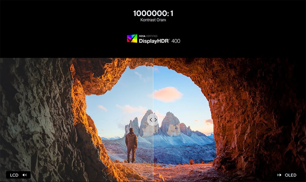 ZenScreen Duo OLED MQ149CD Göz alıcı dağ manzarası ve doğal ışık ışınlarıyla oyun içi yüksek kontrastlı görüntü, detaylı ve canlı renkler, ekran testi ve kalite değerlendirmesi için ideal.