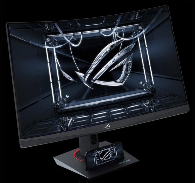 ROG Strix XG32WCS Yüksek çözünürlüklü gaming monitörü ve ROG logolu ekran, gelişmiş ekran teknolojisi ile oyun deneyimini artırır, şık ve performanslı tasarımıyla oyunculara ideal çözüm sunar.