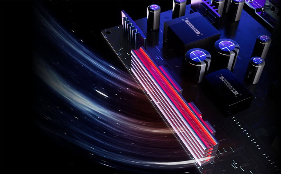 ROG Swift OLED PG32UCDMZ Yüksek performanslı bilgisayar anakartı ve LED aydınlatmalı RAM modülü, bilgisayar donanımı ve oyun bilgisayarı bileşenleri, gaming ve teknolojik donanım ürünleri, yüksek kaliteli oyun ve bilgisayar aksesuarları.