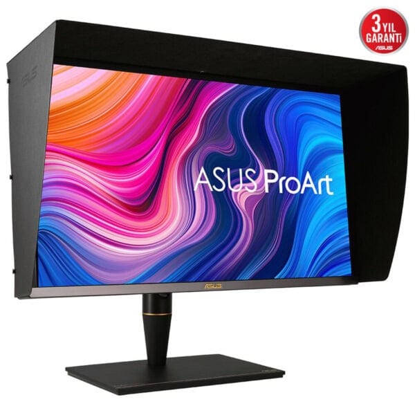 Yüksek çözünürlüklü ASUS ProArt ekran, profesyonel grafik ve tasarım çalışmaları için ideal, üstün renk doğruluğu ve geniş renk yelpazesiyle kullanıcı odaklı tasarım.