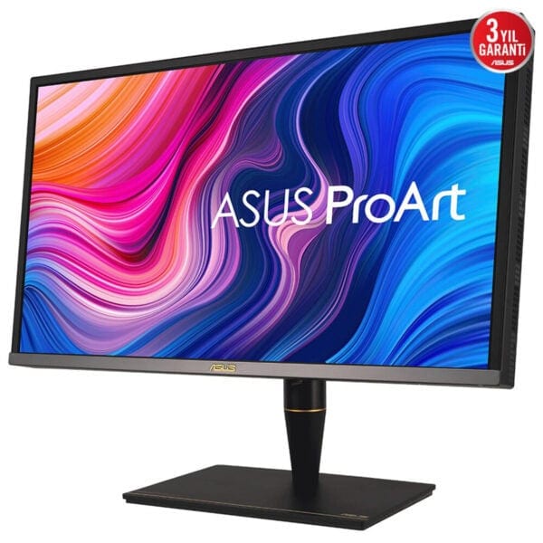 Yüksek kaliteli ASUS ProArt 4K monitör, renk doğruluğu ve profesyonel grafik tasarım için ideal, şık tasarım ve geniş renk yelpazesiyle dikkat çekiyor.