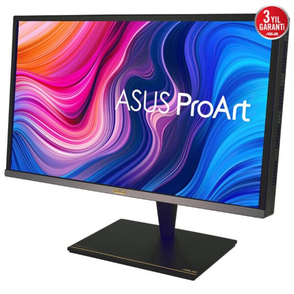 Yüksek çözünürlüklü ASUS ProArt monitör, canlı renkler ve geniş ekran deneyimi sunar, özellikle grafik tasarım ve oyun tutkunları için ideal, 3 yıl garanti avantajı ile güvenilir performans.