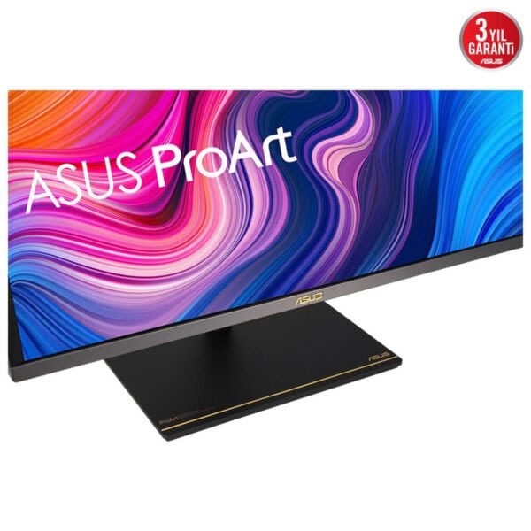 Yüksek çözünürlükte ASUS ProArt monitör, canlı renkler ve geniş ekran deneyimi, profesyonel tasarım ve oyun performansı için ideal.