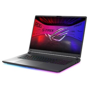 Yüksek performanslı gaming dizüstü bilgisayar, ROG Strix serisi, RGB aydınlatmalı klavye ve güçlü ekran, oyun tutkunlarının tercihi için ideal, dayanıklı ve şık tasarım.