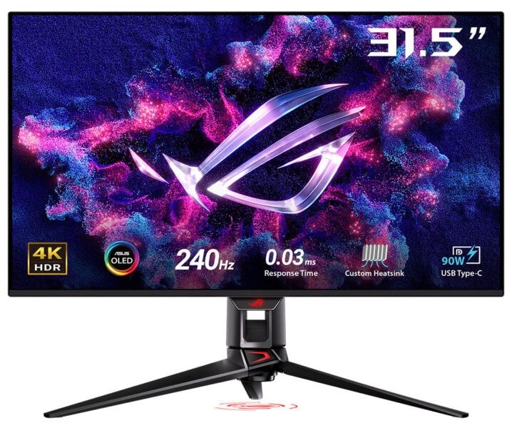 ROG Swift OLED PG32UCDMZ Yüksek performanslı gaming monitörü 31.5 inç 4K OLED ekran ile hızlı tepki süresi ve yüksek yenileme hızı. Oyun deneyiminizi geliştiren özel tasarım ve gelişmiş özellikler.