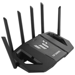 Hızlı ve güçlü ASUS TUF Gaming yönlendirici, yüksek performans ve stabil internet bağlantısı sağlar. Çok sayıda anteni ile geniş kapsama alanı sunar, online oyun ve streaming için ideal.