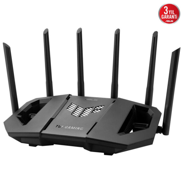 Yüksek performanslı ASUS TUF Gaming router, güçlü kablosuz bağlantı ve stabil internet sağlar. Oyun tutkunları için tasarlanmış yüksek hız ve düşük gecikme özellikleriyle ideal seçim.