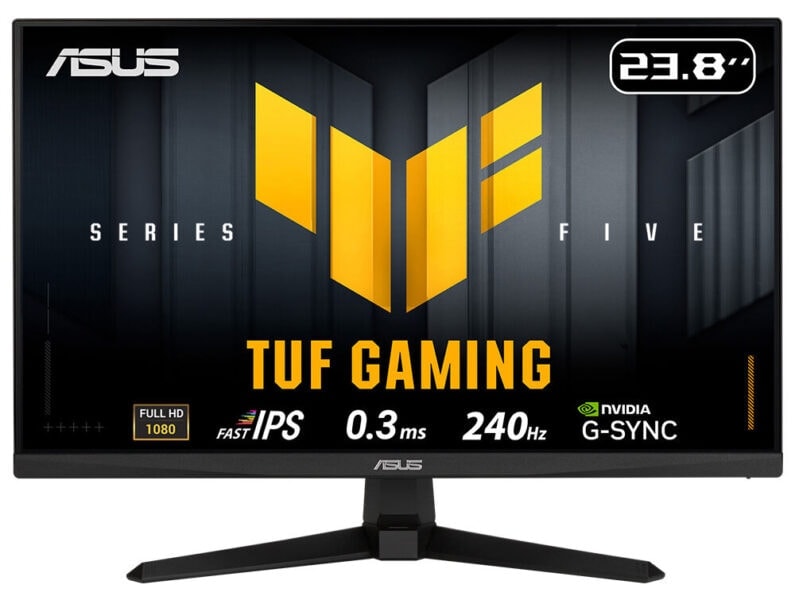 TUF Gaming VG249QM5A Yüksek çözünürlüklü ASUS TUF Gaming monitör, 23.8 inç, 240Hz yenileme hızı, IPS panel, 0.3ms tepki süresi ve NVIDIA G-SYNC desteği ile üstün oyun deneyimi sağlar.