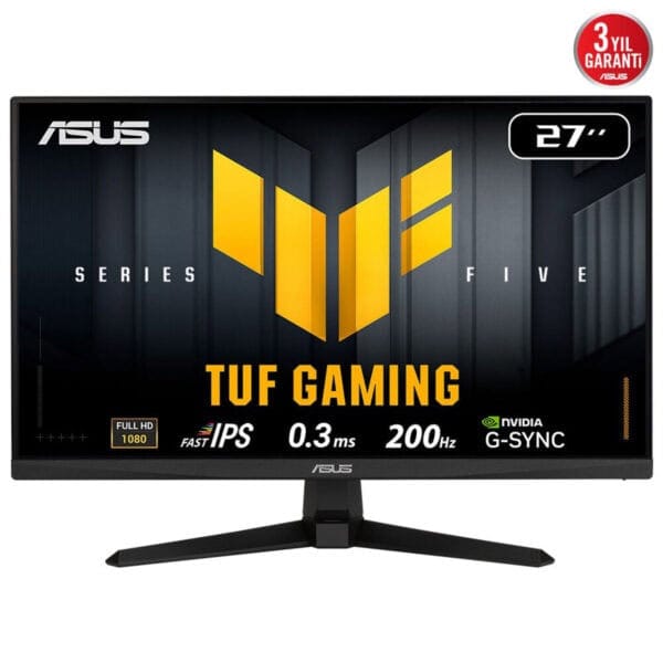 Yüksek kaliteli ASUS TUF Gaming 27 inç Full HD ekran, hızlı tepki süresi, IPS panel ve 200Hz yenileme hızı ile gaming ve profesyonel kullanımlar için ideal.