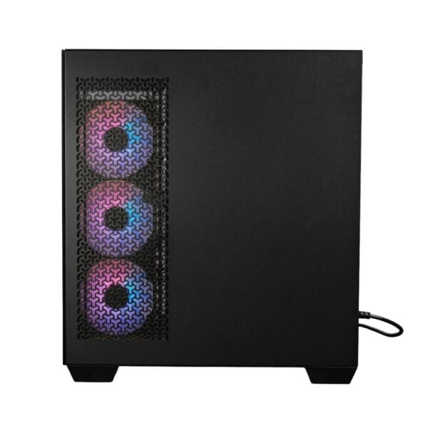 Yapay renkli oyun bilgisayarı kasası, RGB aydınlatmalı hava akışlı soğutucu fanlar, güçlü soğutma sistemi ve şık tasarım ile dikkat çekiyor.