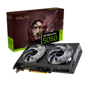 Yüksek performanslı GALAX GEFORCE RTX 5050 ekran kartı ve şık kutu tasarımı ile gaming ve yüksek grafik performansı için ideal.