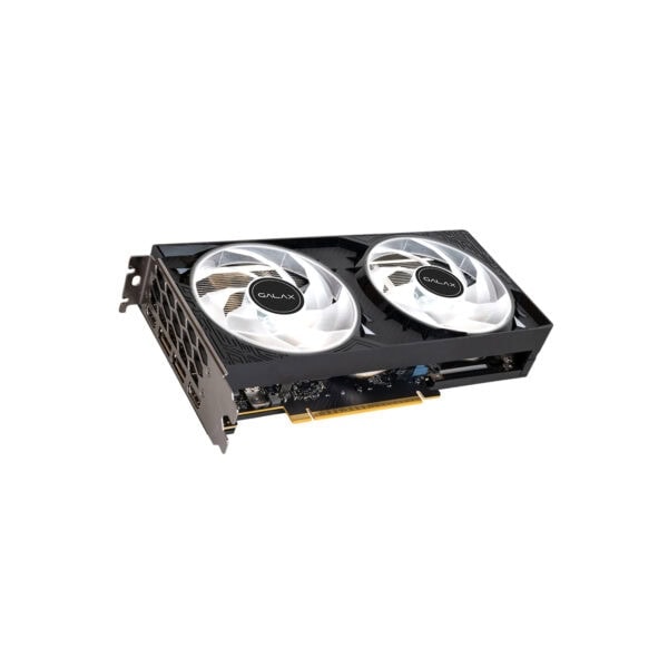 Yüksek performanslı GALAX ekran kartı, ikili soğutucu fan sistemi ve modern tasarımıyla gaming ve grafik işlemleri için ideal. egevia.live sitesi için detaylı ürün görüntüsü.