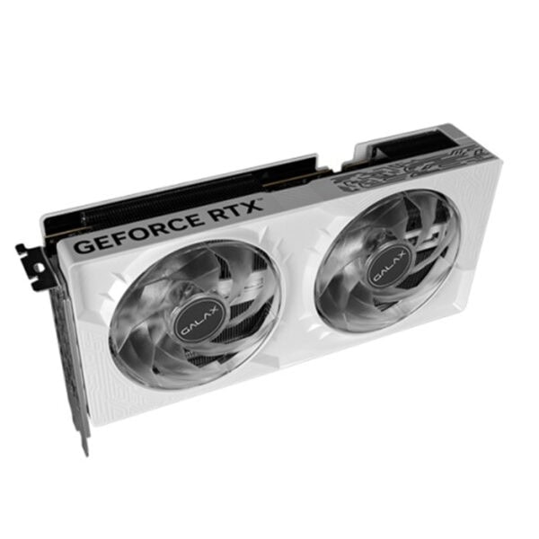 NVIDIA GeForce RTX ekran kartı, yüksek performans ve kaliteli grafikler için tasarlanmış, beyaz renkli, gelişmiş soğutma sistemi ve çift fanlı tasarımıyla öne çıkan gaming box.