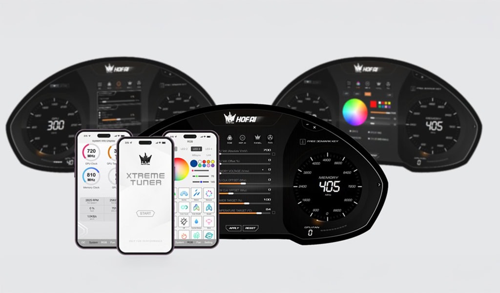 Hafifçe oyunsal ve teknolojik gösterge paneli seti, akıllı telefonlar ve bilgisayarlar için custom oyun kontrol ve ayar uygulamaları, yüksek performans ve özelleştirilebilirlik.