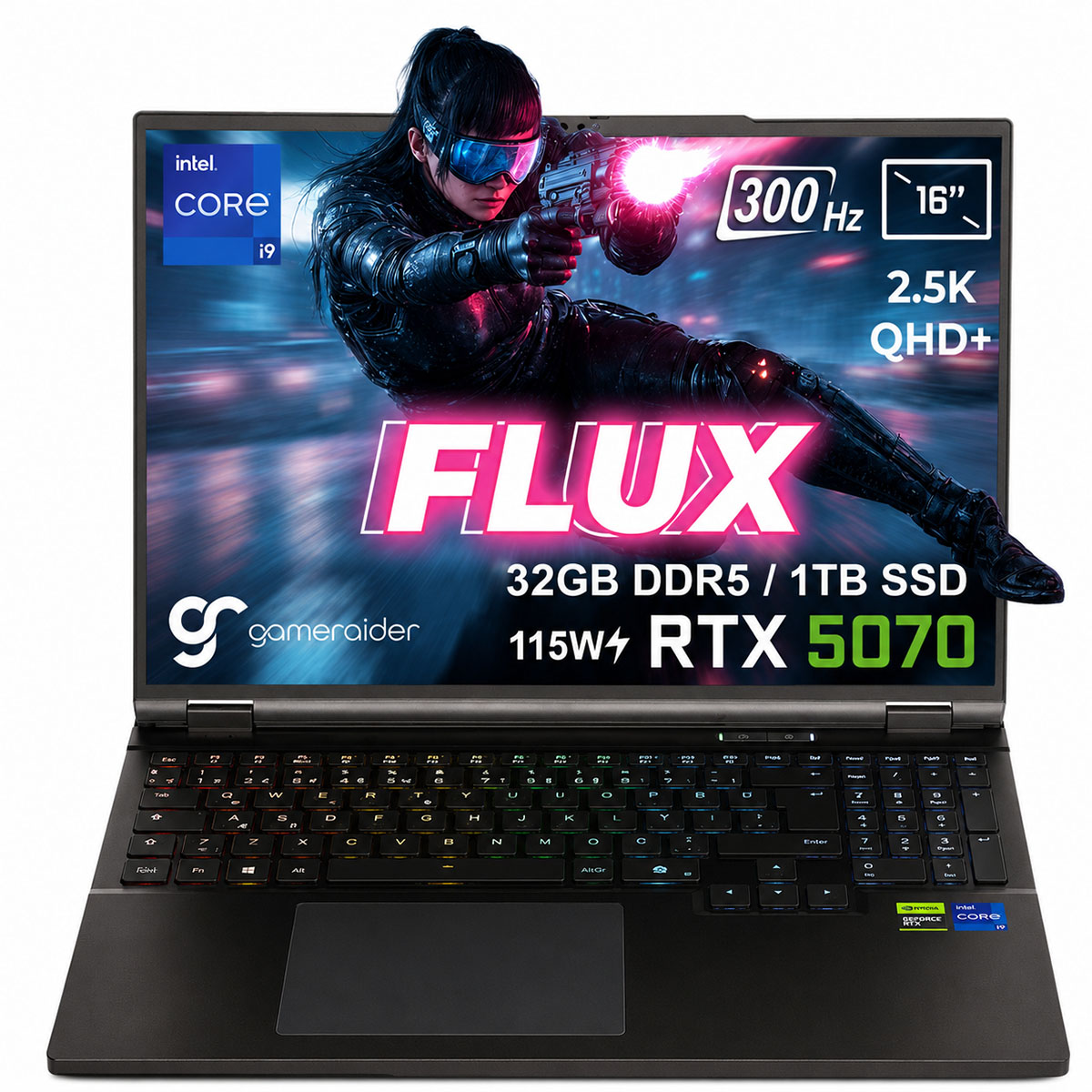 Gameraider Flux Gr16 Intel Core I9 14900hx Geforce Rtx 5070 8gb 115w 32gb Ddr5 1tb Ssd 16 Inç 2.5k Qhd+ 300hz Freedos Gaming Laptop Çanta Hediyeli 1