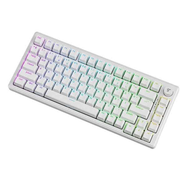 Renkli RGB ışıklı kablosuz oyun klavyesi, kompakt tasarım, ergonomik ve yüksek performanslı Türkçe Q klavye, bilgisayar ve gaming için ideal.