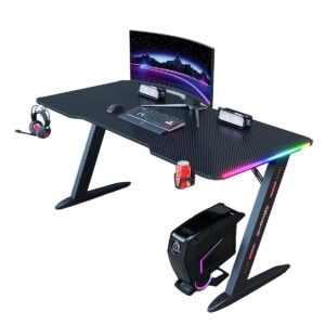 Dinamik RGB aydınlatmalı oyuncu bilgisayarı masası, eşsiz oyun deneyimi ve modern tasarım ile yüksek performanslı gaming set-up'ı.