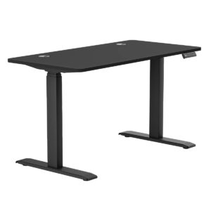 Gamer çalışma masası, siyah düz yüzeyli ergonomik tasarım, ofis ve oyun odası kullanımı için ideal. Ayarlanabilir yükseklikli, modern minimalist stil, dayanıklı malzeme.
