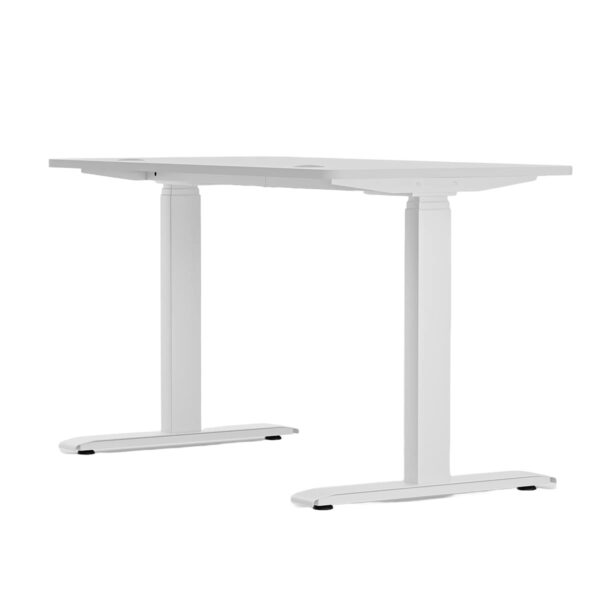 Yüksekliği ayarlanabilir beyaz çalışma masası, modern çalışma alanları ve ergonomik ofis tasarımı için idealdir. Çeşitli ofis ve çalışma ortamlarına uygun, kullanışlı ve şık tasarım.
