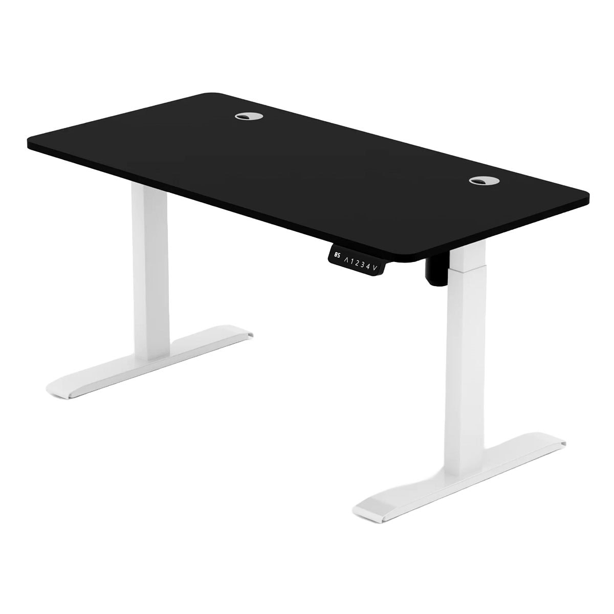 Yüksekliği ayarlanabilir ergonomik bilgisayar çalışma masası, modern tasarım, ayak pedalı ve kablo yönetimi özellikleri ile oyun ve ofis kullanımı için idealdir.