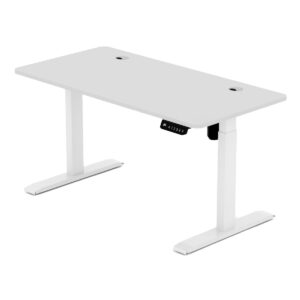 Yüksek teknoloji ayarlanabilir elektrikli çalışma masası, beyaz renkli modern ofis sehpası, ergonomik dizüstü ve bilgisayar kullanımı için uygun.