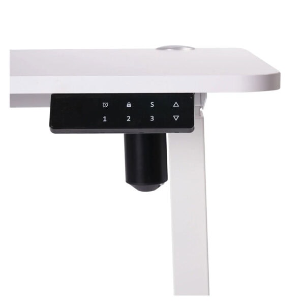 Yüksek teknolojili akıllı çalışma masası ile entegre dokunmatik kontrol paneli. Modern tasarım, ergonomik ve fonksiyonel ofis veya ev kullanımı için ideal.