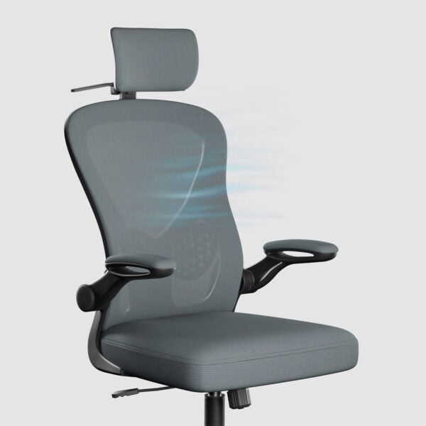 Yükseklik ayarlı ergonomik ofis ve bilgisayar sandalyesi, siyah ve gri renk, rahat çalışma ortamı için ideal, ofis, ev ve gaming için uygun.