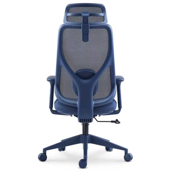 Yüksek ergonomili mavi ofis ergonomik çalışma sandalyesi, sırt ve bel destekli, hareketli tekerlekleri sayesinde rahat ve dayanıklı ofis sandalyesi.