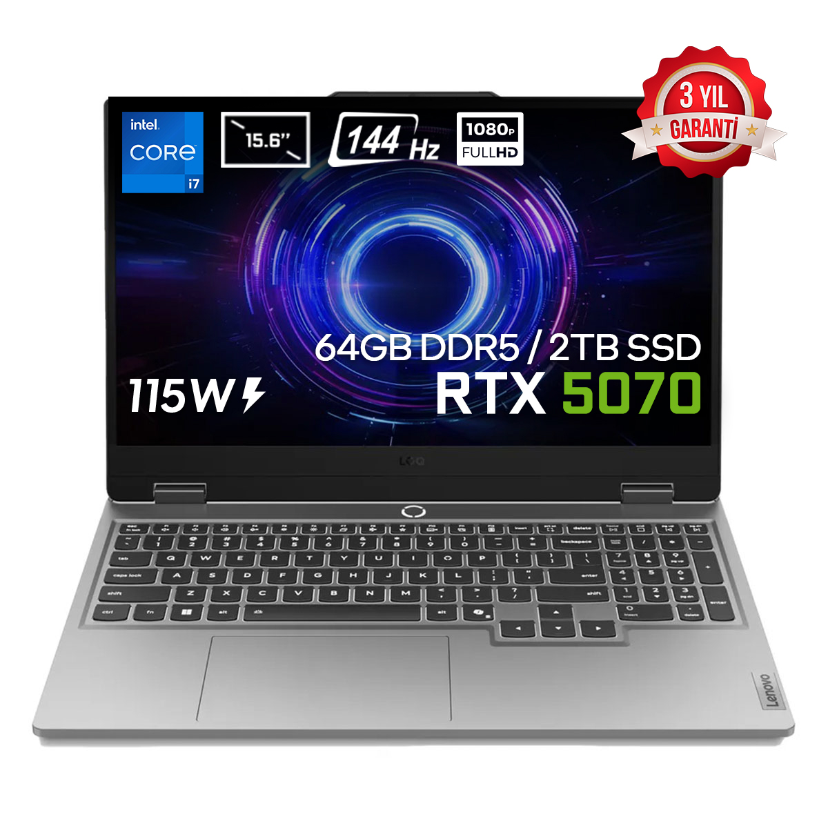 Lenovo Loq 15irx10 Intel Core I7 13650hx 64gb Ddr5 2tb Ssd Rtx 5070 8gb 115w 15.6 Inç Full Hd 144hz Ips Freedos Gaming Laptop (83je00ewtrv7) 1